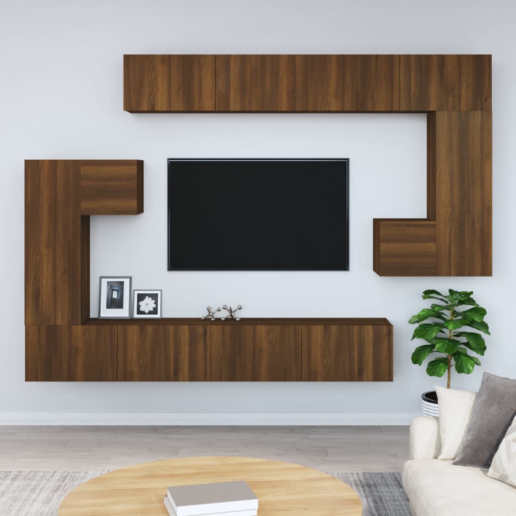 vidaXL Wall-mounted TV Cabinet Brown Oak Engineered Wood
