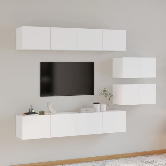 vidaXL 4 Piece TV Cabinet Set White Engineered Wood