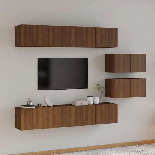 vidaXL 4 Piece TV Cabinet Set Brown Oak Engineered Wood