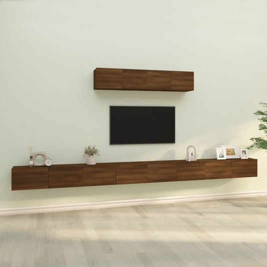 vidaXL 4 Piece TV Cabinet Set Brown Oak Engineered Wood