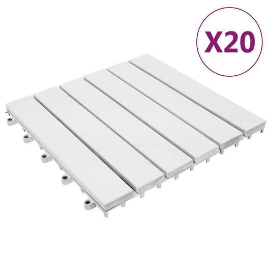 vidaXL Decking Tiles 20 pcs White 30x30 cm Solid Wood Acacia