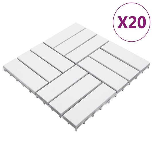 vidaXL Decking Tiles 20 pcs White 30x30 cm Solid Wood Acacia