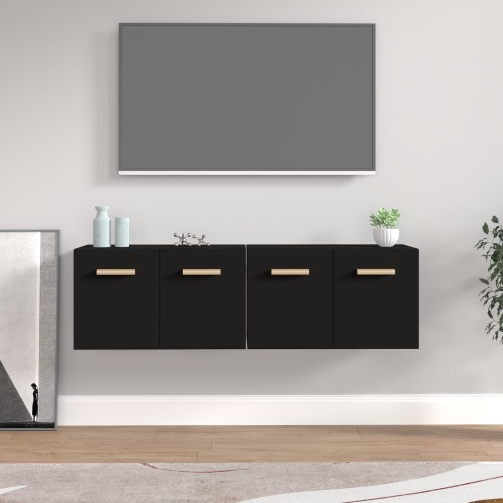 vidaXL Wall Cabinets 2 pcs Black 60x36.5x35 cm Engineered Wood
