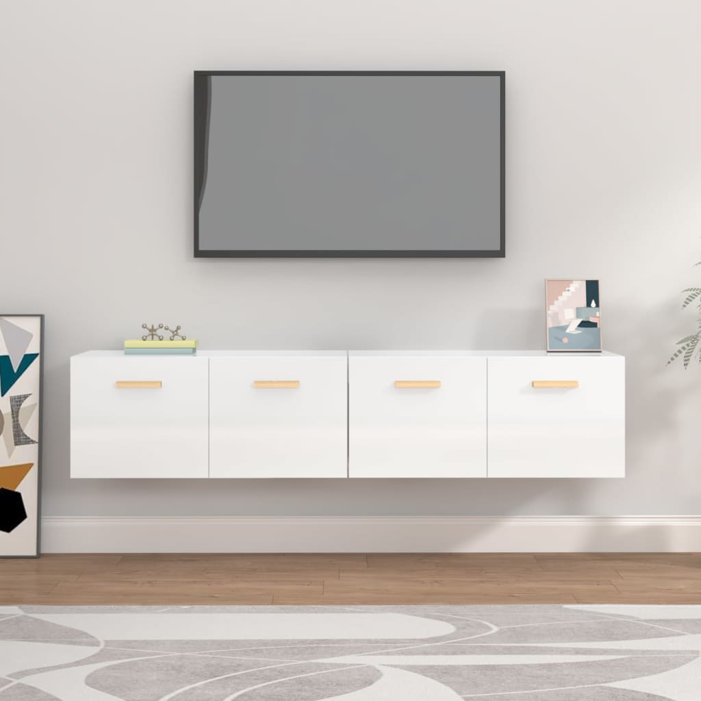 vidaXL Wall Cabinets 2 pcs High Gloss White 80x35x36.5 cm Engineered Wood