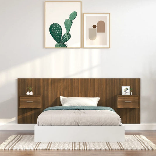 vidaXL Bed Headboard with Cabinets Brown Oak Engineered Wood