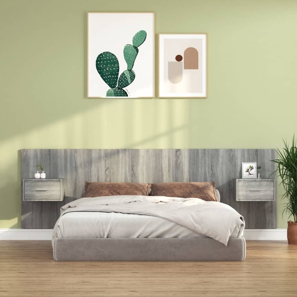 vidaXL Bed Headboard with Cabinets Grey Sonoma Engineered Wood