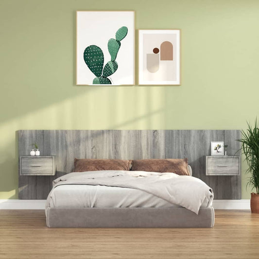 vidaXL Bed Headboard with Cabinets Grey Sonoma Engineered Wood