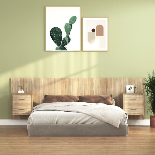 vidaXL Bed Headboard with Cabinets Sonoma Oak Engineered Wood