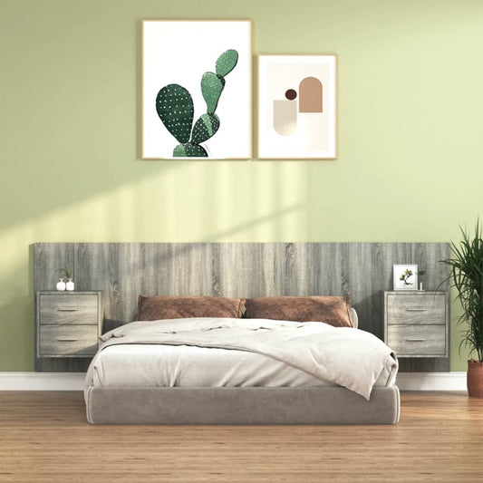 vidaXL Bed Headboard with Cabinets Grey Sonoma Engineered Wood