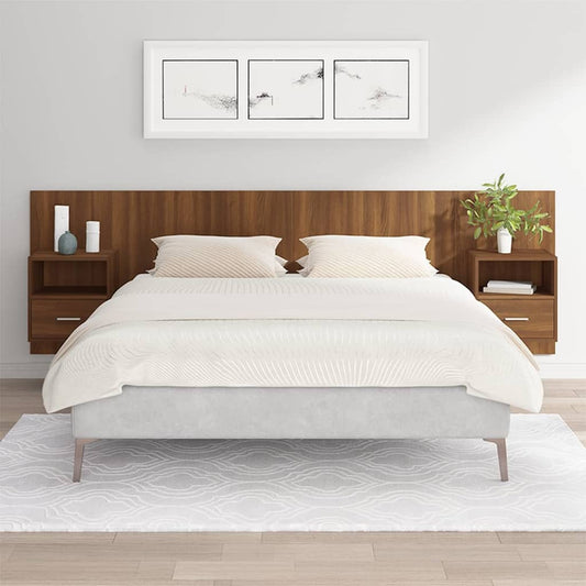 vidaXL Bed Headboard with Cabinets Brown Oak Engineered Wood
