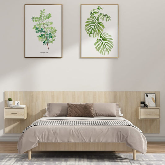 vidaXL Bed Headboard with Cabinets Sonoma Oak Engineered Wood