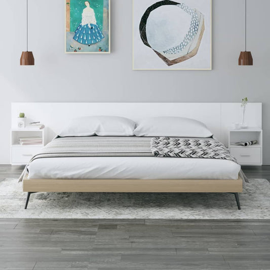 vidaXL Bed Headboard with Cabinets White Engineered Wood