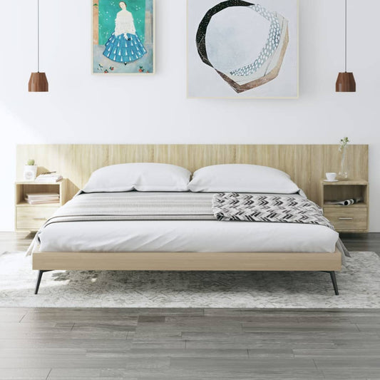 vidaXL Bed Headboard with Cabinets Sonoma Oak Engineered Wood