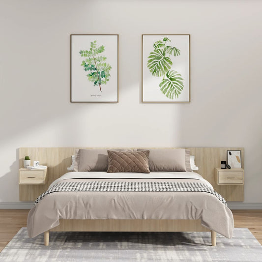 vidaXL Bed Headboard with Cabinets Sonoma Oak Engineered Wood