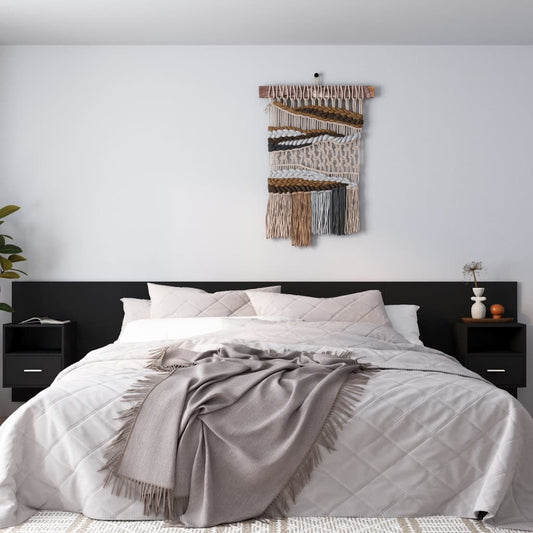 vidaXL Bed Headboard with Cabinets Black Engineered Wood