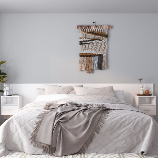 vidaXL Bed Headboard with Cabinets High Gloss White Engineered Wood