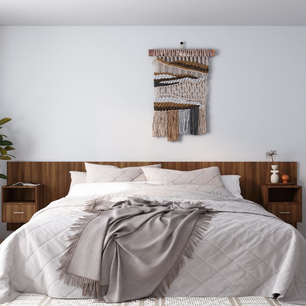 vidaXL Bed Headboard with Cabinets Brown Oak Engineered Wood