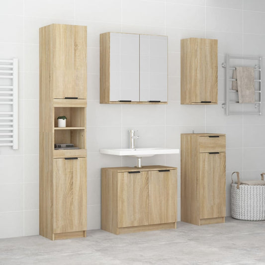 vidaXL 5 Piece Bathroom Cabinet Set Sonoma Oak Engineered Wood