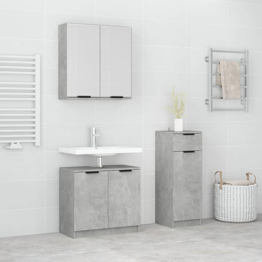vidaXL 3 Piece Bathroom Cabinet Set Concrete Grey Engineered Wood