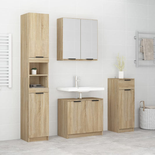 vidaXL 4 Piece Bathroom Cabinet Set Sonoma Oak Engineered Wood