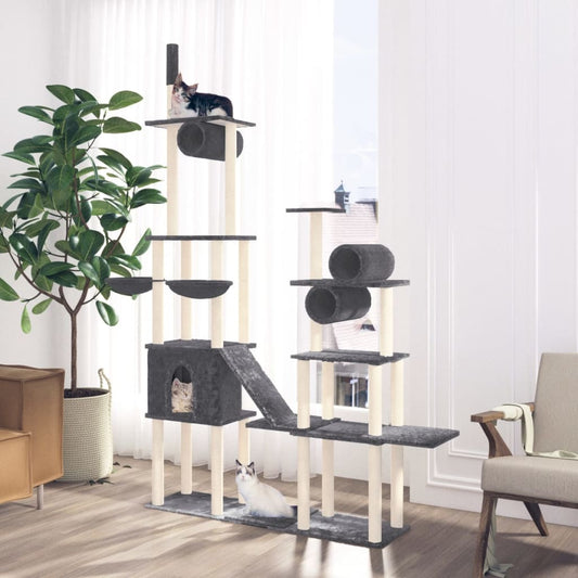 vidaXL Cat Tree with Sisal Scratching Posts Dark Grey 279 cm