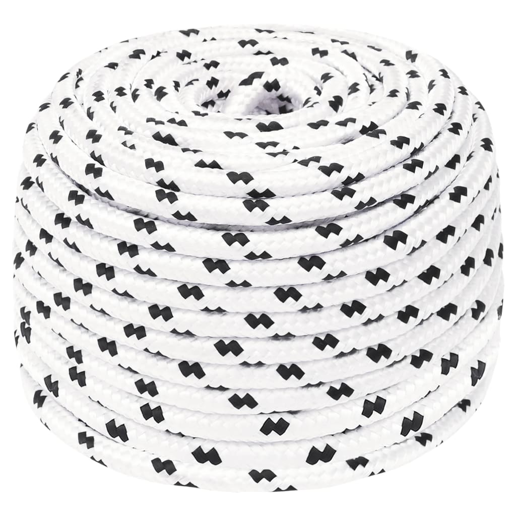 vidaXL Braided Boat Rope White 6 mmx25 m Polyester