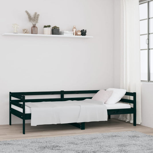 vidaXL Day Bed Black 90x190 cm Solid Wood Pine