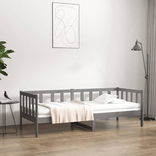 vidaXL Day Bed Grey 90x190 cm Solid Wood Pine