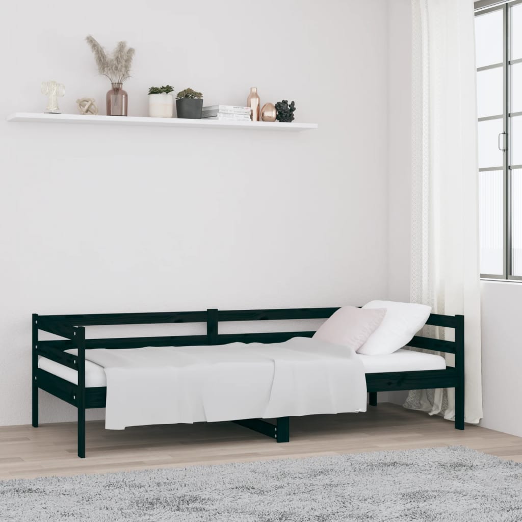 vidaXL Day Bed Black 80x200 cm Solid Wood Pine