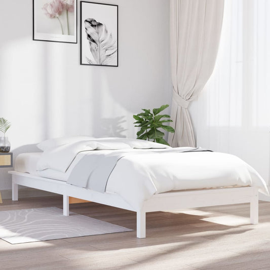 vidaXL Bed Frame White 100x200 cm Solid Wood Pine