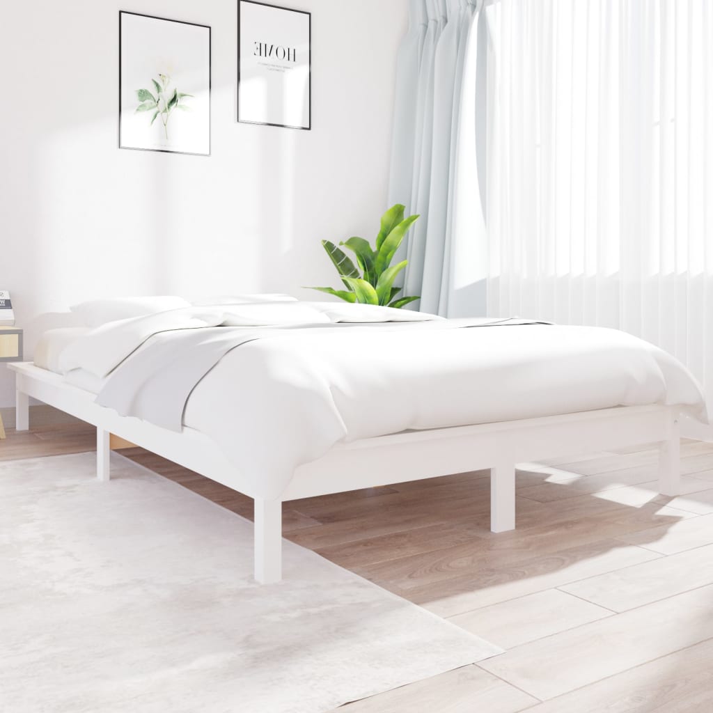 vidaXL Bed Frame White 180x200 cm Super King Size Solid Wood Pine