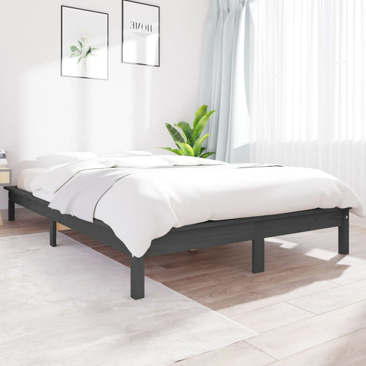 vidaXL Bed Frame Grey 180x200 cm Super King Size Solid Wood Pine