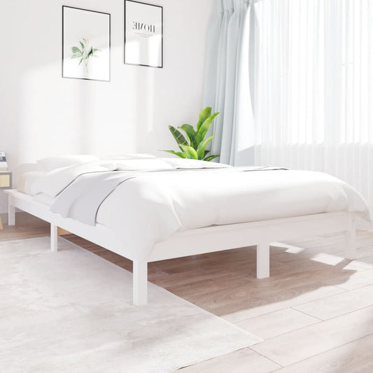 vidaXL Bed Frame White 200x200 cm Solid Wood Pine