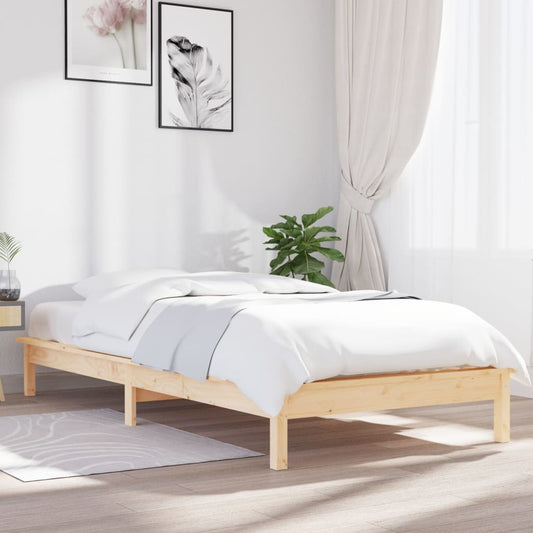 vidaXL Bed Frame 75x190 cm Small Single Solid Wood Pine