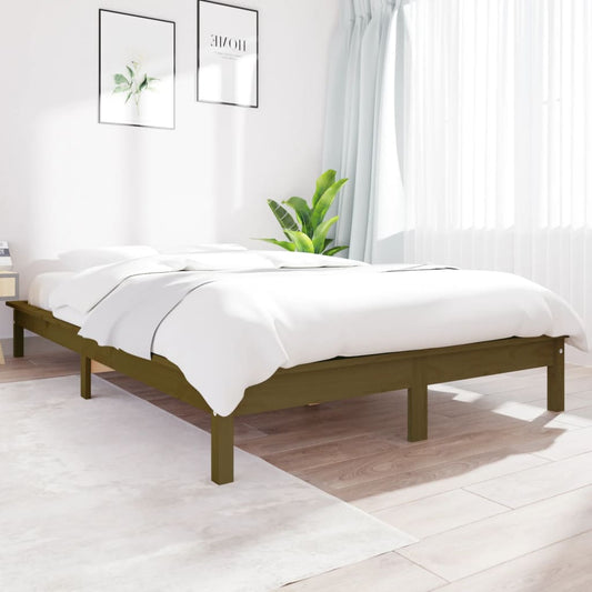 vidaXL Bed Frame Honey Brown 120x190 cm Small Double Solid Wood Pine
