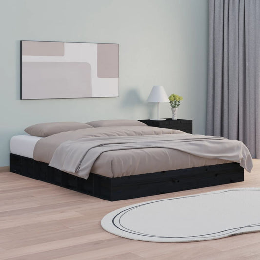 vidaXL Bed Frame Black 120x200 cm Solid Wood