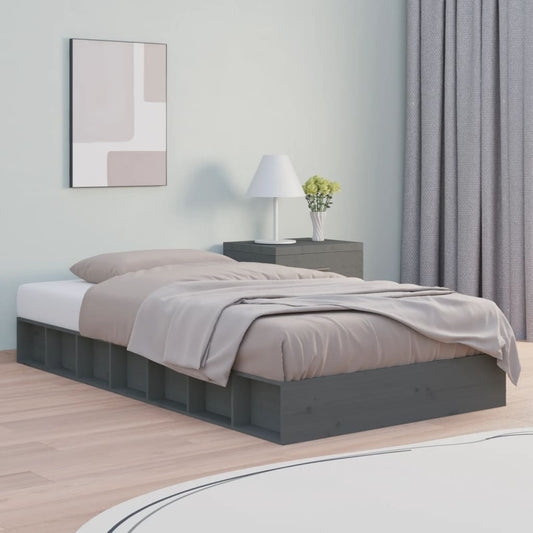 vidaXL Bed Frame Grey 90x200 cm Solid Wood