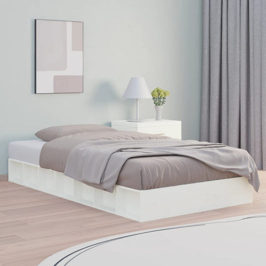 vidaXL Bed Frame White 75x190 cm Small Single Solid Wood