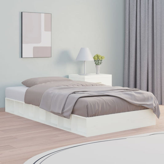 vidaXL Bed Frame White 90x190 cm Single Solid Wood
