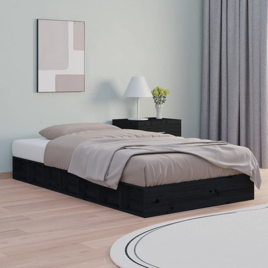 vidaXL Bed Frame Black 120x190 cm Small Double Solid Wood