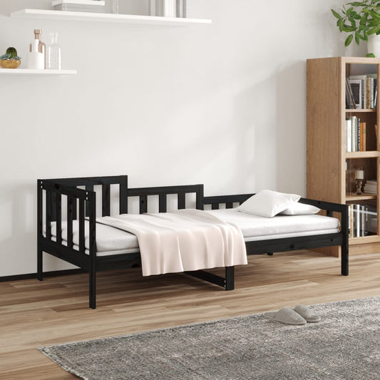 vidaXL Day Bed Black 80x200 cm Solid Wood Pine