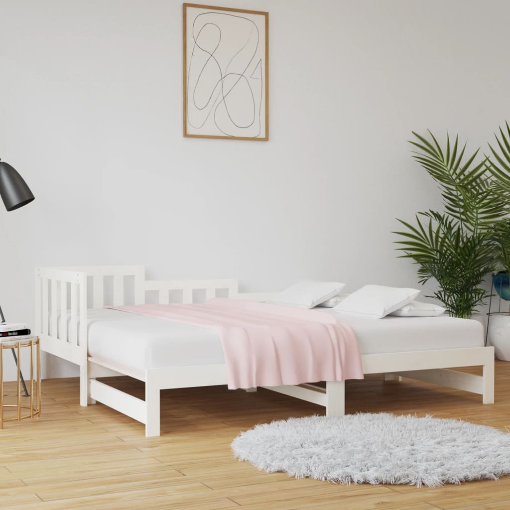 vidaXL Pull-out Day Bed White 2x(80x200) cm Solid Wood Pine