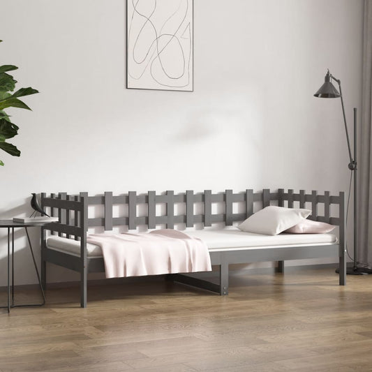vidaXL Day Bed Grey 90x190 cm Solid Wood Pine