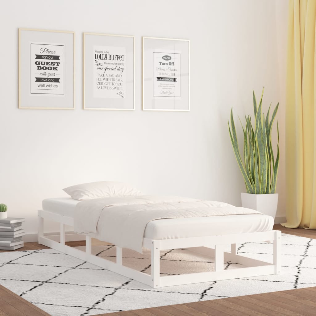 vidaXL Bed Frame White 90x200 cm Solid Wood