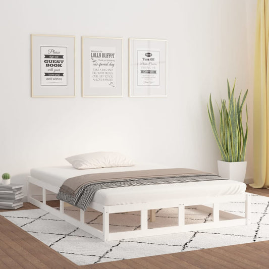 vidaXL Bed Frame White 150x200 cm King Size Solid Wood