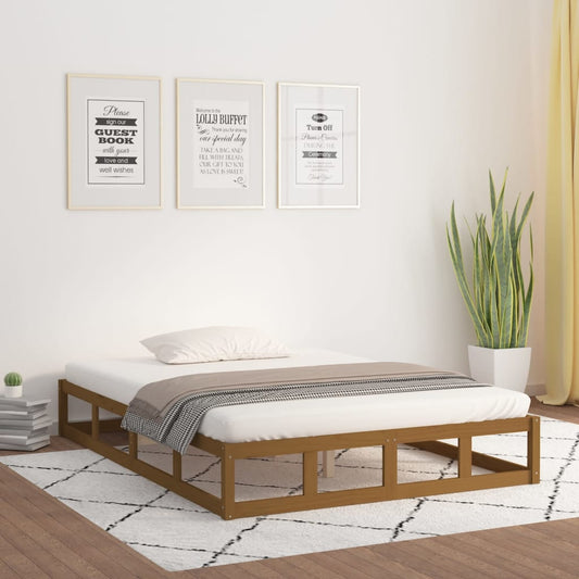 vidaXL Bed Frame Honey Brown 150x200 cm King Size Solid Wood