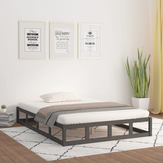 vidaXL Bed Frame Grey 120x190 cm Small Double Solid Wood