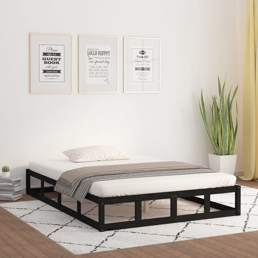 vidaXL Bed Frame Black 120x190 cm Small Double Solid Wood