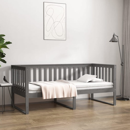 vidaXL Day Bed Grey 90x200 cm Solid Wood Pine