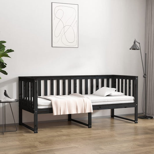 vidaXL Day Bed Black 80x200 cm Solid Wood Pine